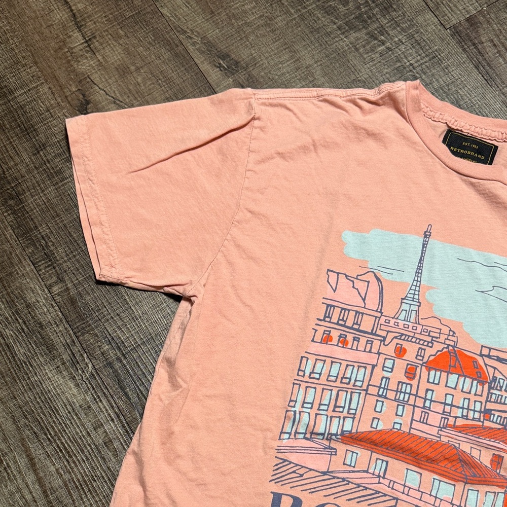 Original Retro Brand Peach Bonjour Graphic Men's T-Shirt - Picture 2 of 7